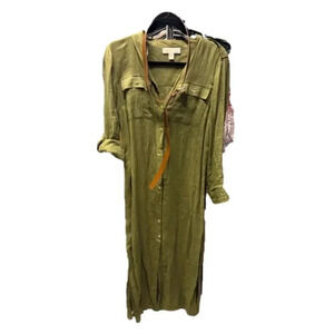 MICHAEL Michael Kors Women's Maxi Shirtdress (PS, Smoky Olive) size pm